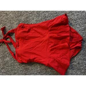 Vintage Kmart Basic Edition Red One-Piece Swimsuit Size 8